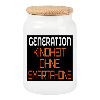 GENERATION KINDHEIT OHNE SMARTPHONE - Keksdose mit Holzdeckel - Weiß - Vorne