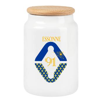 Essonne - Cookie Jar with Wooden Lid - white - Front