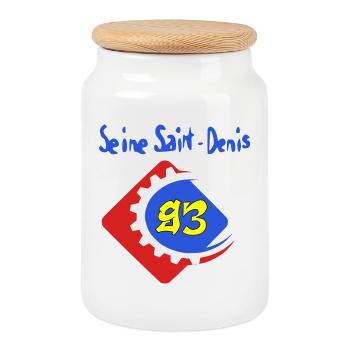 Seine Saint Denis - Cookie Jar with Wooden Lid - white - Front