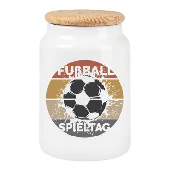 Football matchday league fan rétro vintage ballon explo - Boîte à biscuits avec couvercle en bois - blanc - Devant