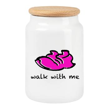 Laufschuh Walk with me - Keksdose mit Holzdeckel - Weiß - Vorne