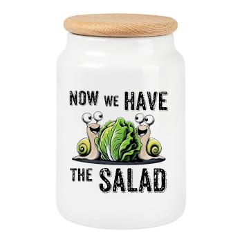 now we have the salad denglisch sprüche lustig - Keksdose mit Holzdeckel - Weiß - Vorne