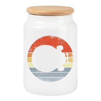 Skateboard Retro - Cookie Jar with Wooden Lid - white - Front