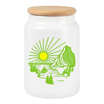 Paysage de vacances (vert) - Boîte à biscuits avec couvercle en bois - blanc - Devant