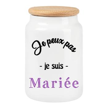 WEDDING. BRIDE-TO-BE - Cookie Jar with Wooden Lid - white - Front