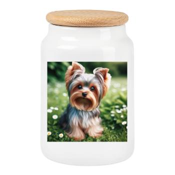 Yorkshire Terrier - Keksdose mit Holzdeckel - Weiß - Vorne