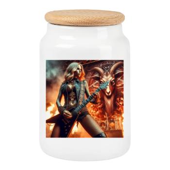 Guitariste lourd dans le monde souterrain - Boîte à biscuits avec couvercle en bois - blanc - Devant