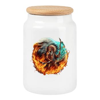 Sagesse amérindienne - Boîte à biscuits avec couvercle en bois - blanc - Devant
