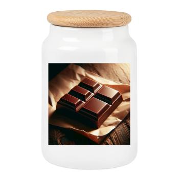 Chocolat - Boîte à biscuits avec couvercle en bois - blanc - Devant