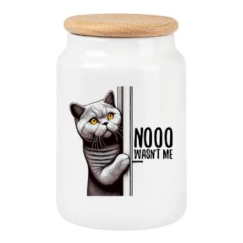 Non, je n’étais pas BKH Blue Cat cadeau - Boîte à biscuits avec couvercle en bois - blanc - Devant