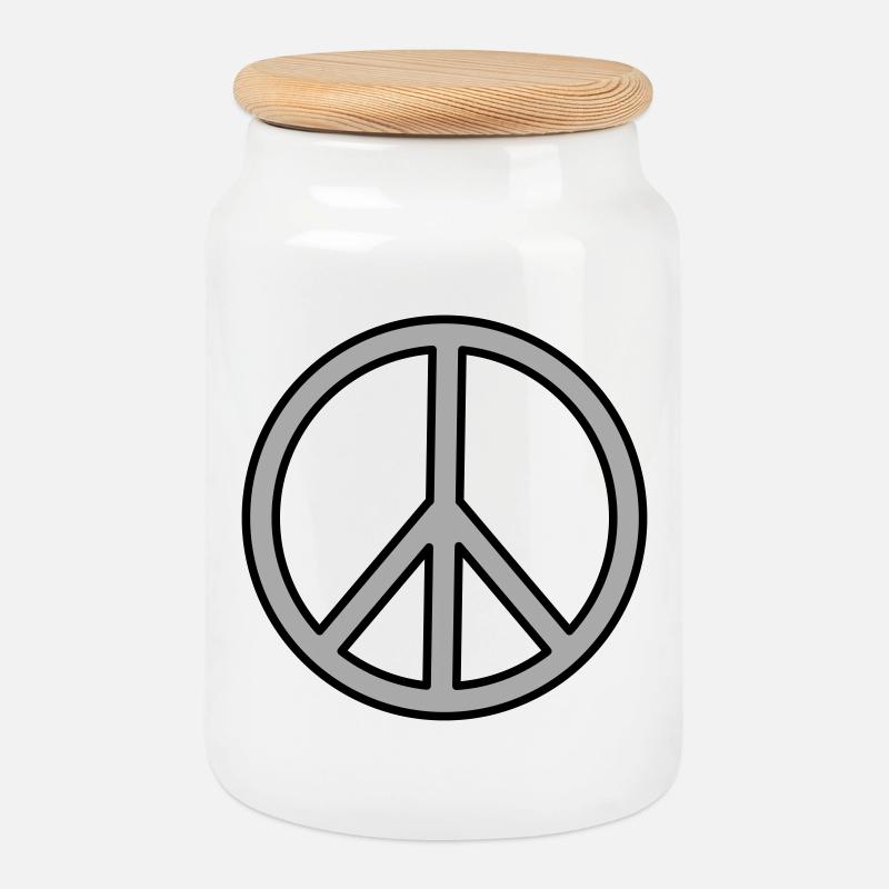 Peace Zeichen - Keksdose mit Holzdeckel - Weiß