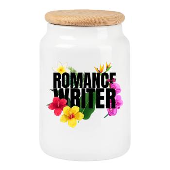 Romance Writer Flowers - Boîte à biscuits avec couvercle en bois - blanc - Devant