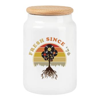 Fresh sinde 1976 - Cookie Jar with Wooden Lid - white - Front