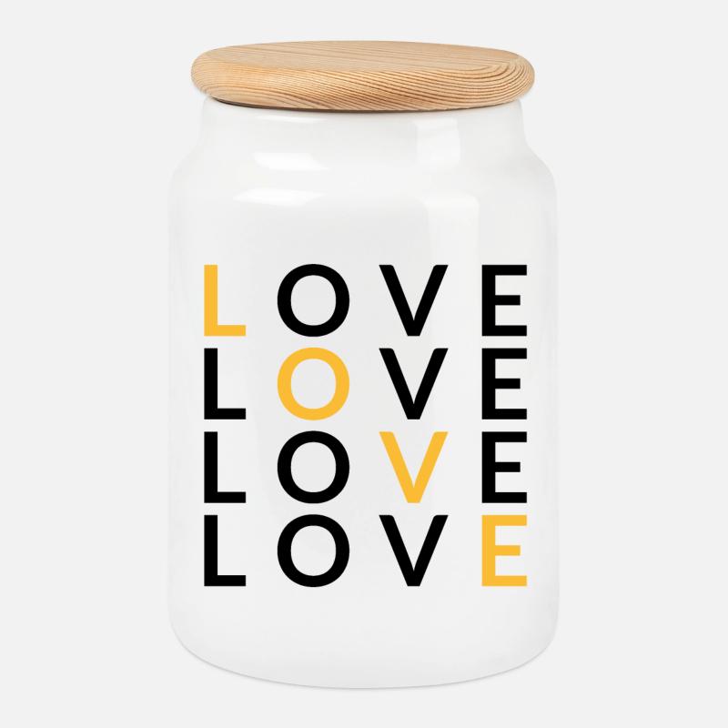 4 LOVE yellow - Keksdose mit Holzdeckel - Weiß