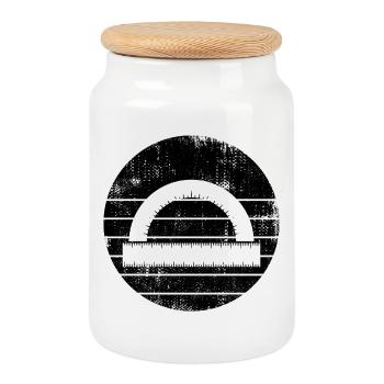 Protractor Ruler - Cookie Jar with Wooden Lid - white - Front
