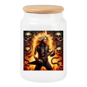 Guitariste de métal dans le monde souterrain - Boîte à biscuits avec couvercle en bois - blanc - Devant