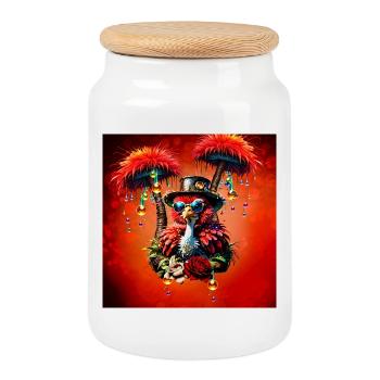 Superbe autruche steampunk colorée. - Boîte à biscuits avec couvercle en bois - blanc - Devant