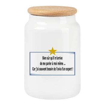 I'm talking to myself - Cookie Jar with Wooden Lid - white - Front