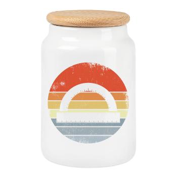 Vintage Ruler - Cookie Jar with Wooden Lid - white - Front