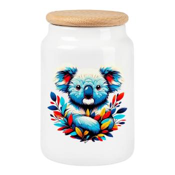 Koala - Boîte à biscuits avec couvercle en bois - blanc - Devant