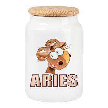 SIGNE DU ZODIAQUE BÉLIER MARS AVRIL - Boîte à biscuits avec couvercle en bois - blanc - Devant