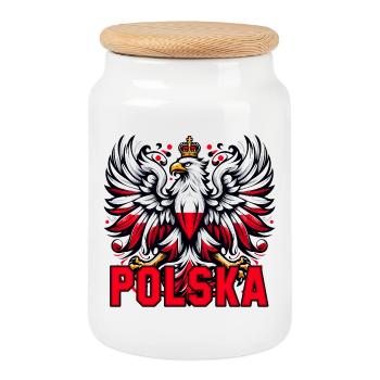 Pologne Polska polonais rouge blanc cadeau - Boîte à biscuits avec couvercle en bois - blanc - Devant
