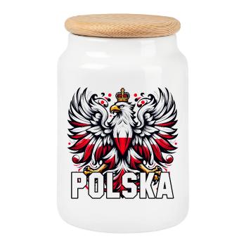 Pologne Polska polonais rouge blanc cadeau - Boîte à biscuits avec couvercle en bois - blanc - Devant