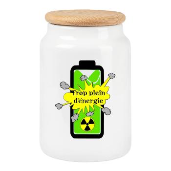 Too much energy - Cookie Jar with Wooden Lid - white - Front