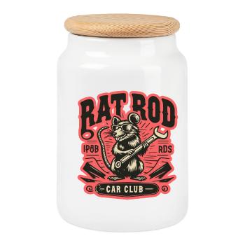 Ratsking Ratlook Shirt – Rustic Custom Style - Cookie Jar with Wooden Lid - white - Front