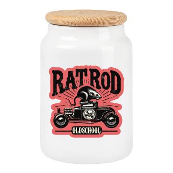 Ratsking Ratlook Shirt – Rustic Custom Style - Cookie Jar with Wooden Lid - white - Front