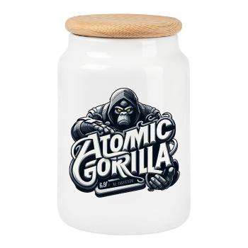 Atomic Gorilla - Keksdose mit Holzdeckel - Weiß - Vorne