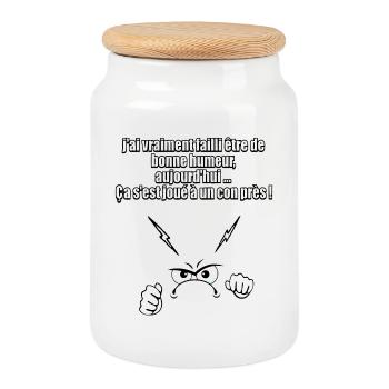 I almost got into a good mood - Cookie Jar with Wooden Lid - white - Front