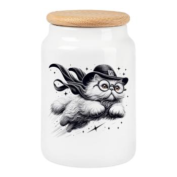 Magic Persian White Persian Cat Gift - Cookie Jar with Wooden Lid - white - Front