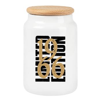 Vintage 1966 - Keksdose mit Holzdeckel - Weiß - Vorne