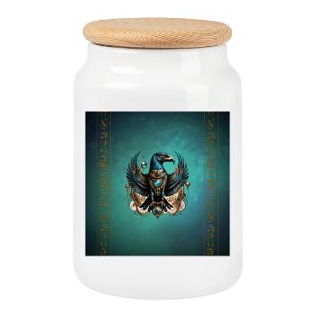 Horus, le dieu faucon. - Boîte à biscuits avec couvercle en bois - blanc - Devant
