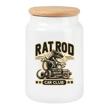 Ratsking Ratlook Shirt – Rustic Custom Style - Cookie Jar with Wooden Lid - white - Front