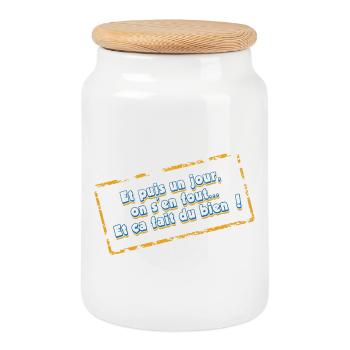 We don't care and it feels good - Cookie Jar with Wooden Lid - white - Front