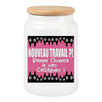 BONNE CHANCE COLLÈGUES - Boîte à biscuits avec couvercle en bois - blanc - Devant
