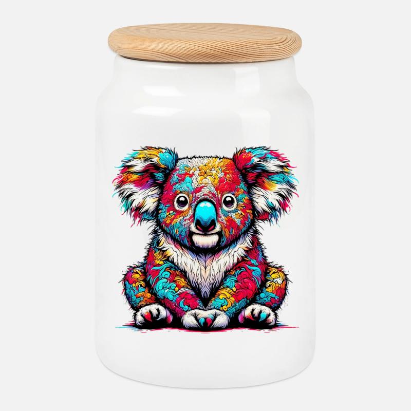 Koala - Keksdose mit Holzdeckel - Weiß