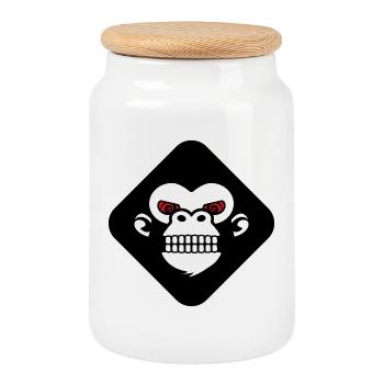 Logo des dents de gorille - Boîte à biscuits avec couvercle en bois - blanc - Devant