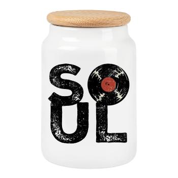 Soul vintage - Cookie Jar with Wooden Lid - white - Front