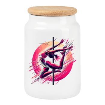 Pole Dance Dynamik pink Geschenk - Keksdose mit Holzdeckel - Weiß - Vorne