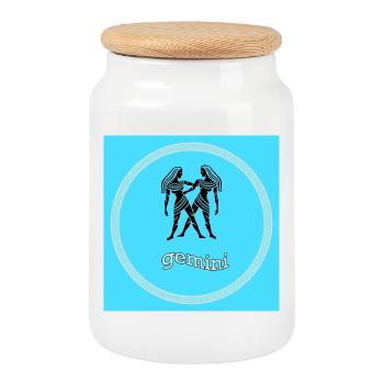 Gémeaux - Boîte à biscuits avec couvercle en bois - blanc - Devant