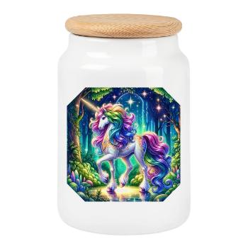 Fantaisie Licorne Chevaux Fans Licorne Amoureux - Boîte à biscuits avec couvercle en bois - blanc - Devant