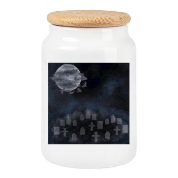 Friedhöfe, Gräber, gothic design, Horror Motiv - Keksdose mit Holzdeckel - Weiß - Vorne