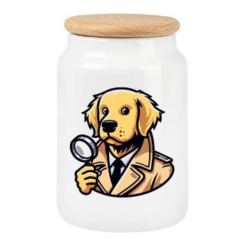 Detective Dog: The Mystery-Sniffing Sleuth - Cookie Jar with Wooden Lid - white - Front