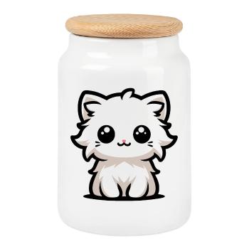 The Cutest Kitty - Cookie Jar with Wooden Lid - white - Front