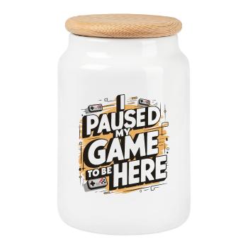 Game Break Geschenk - Gamer - Keksdose mit Holzdeckel - Weiß - Vorne