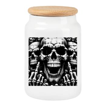 Digitus impudicus > Rock and Roll > - Boîte à biscuits avec couvercle en bois - blanc - Devant