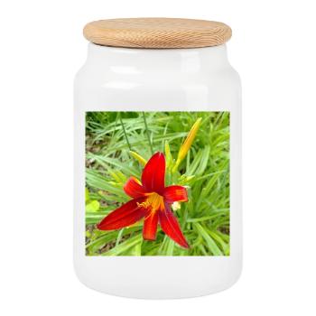 LYS DE FEU - Boîte à biscuits avec couvercle en bois - blanc - Devant